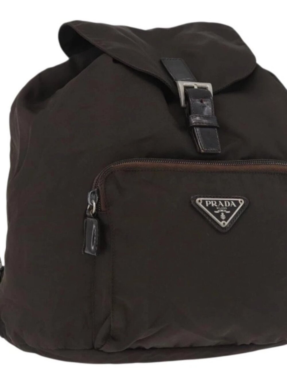 PRADA Backpack Nylon Brown Silver Auth